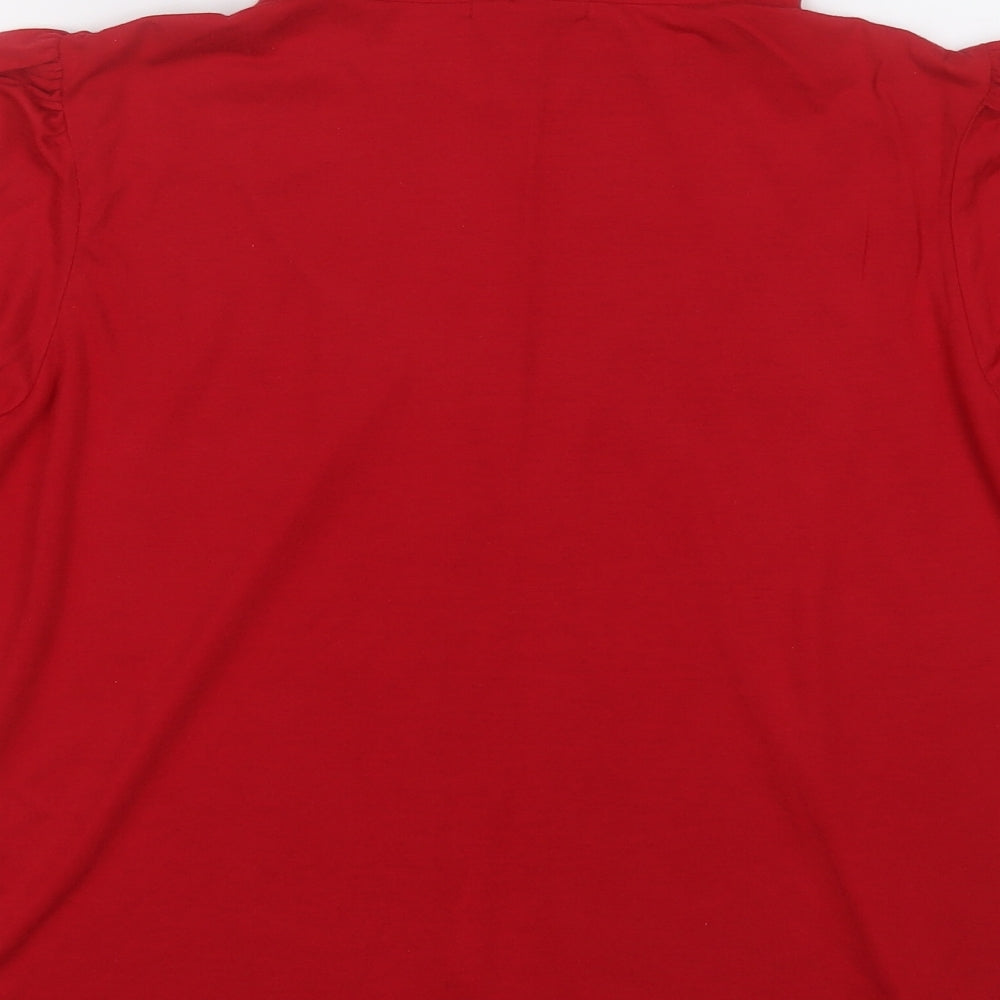 George Womens Red Mock Neck Polyester Pullover Jumper Size 14