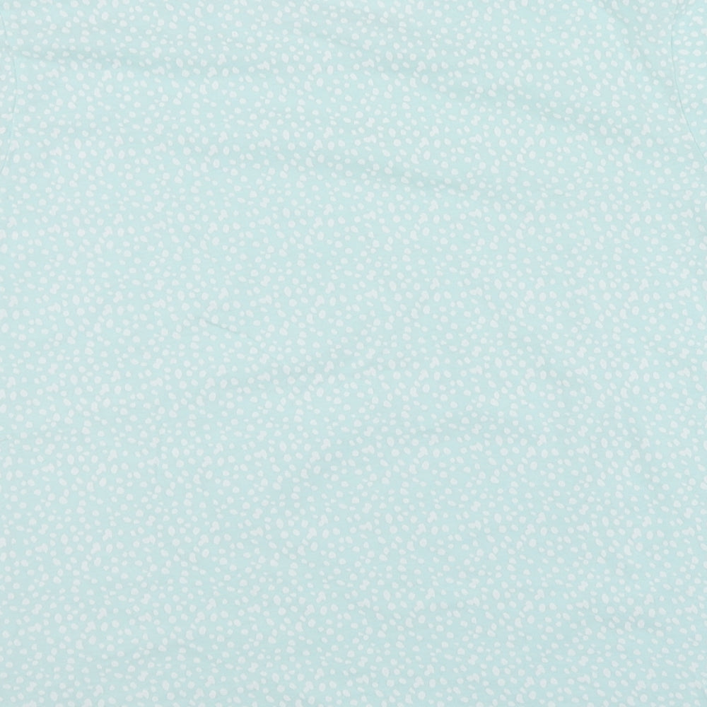 Dunnes Stores Womens Blue Polka Dot Cotton Basic T-Shirt Size L Round Neck
