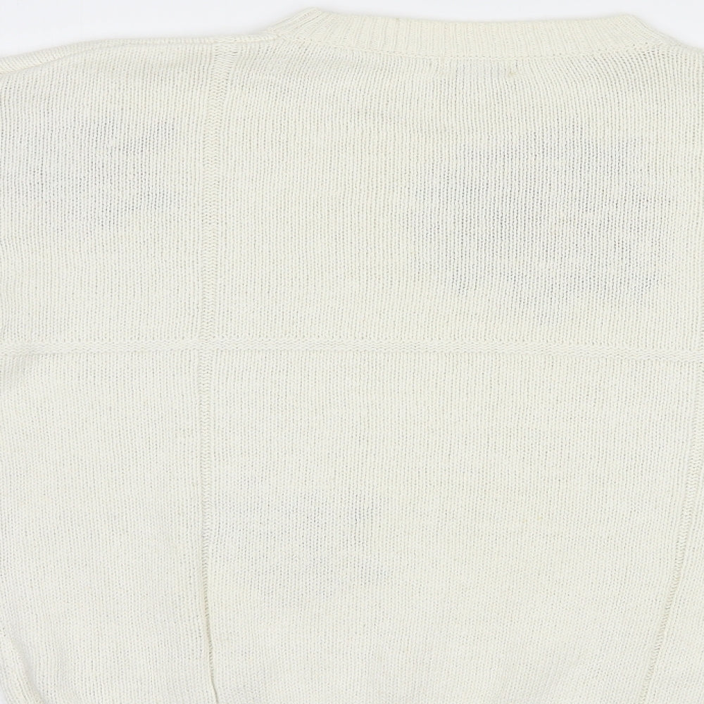 Paolocci Womens Ivory Crew Neck Ramie Pullover Jumper Size M