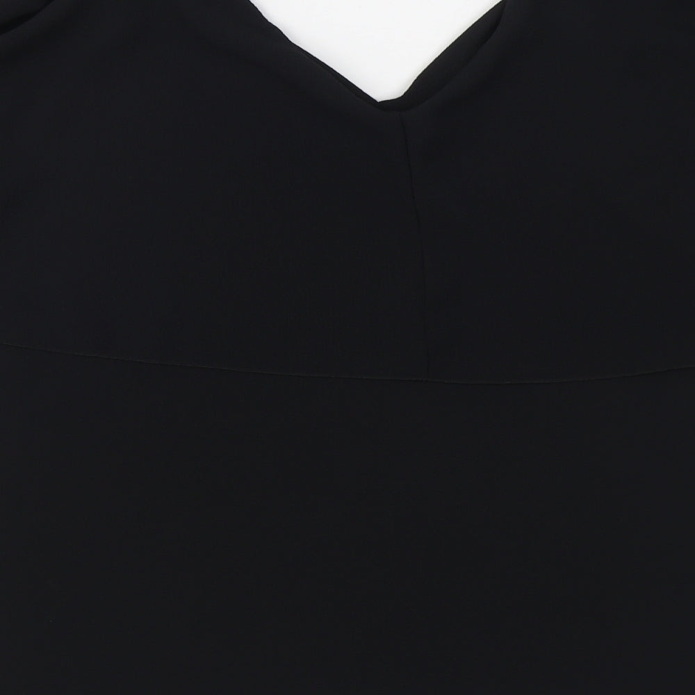 Quiz Womens Black Polyester Basic Blouse Size 16 V-Neck