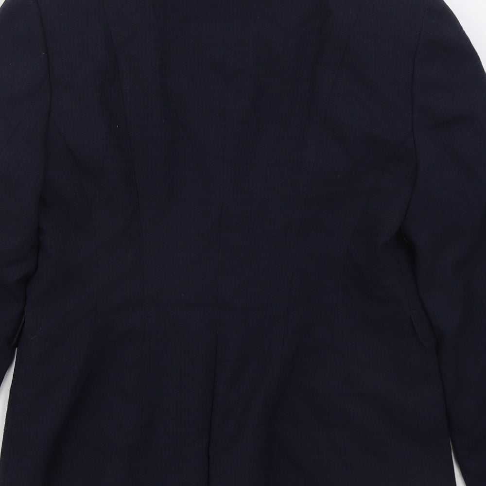 NEXT Womens Blue Houndstooth Polyester Jacket Suit Jacket Size 10