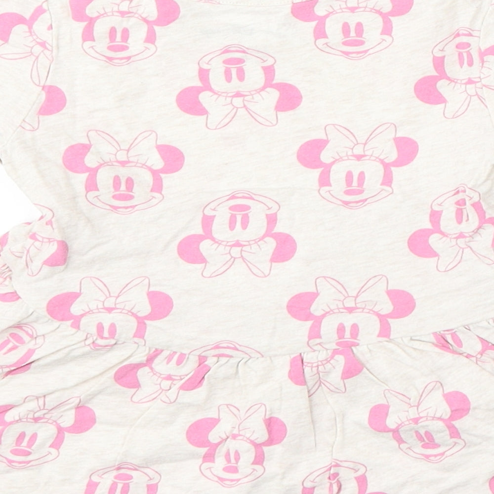 Baby GAP Girls Beige Geometric Cotton Skater Dress Size 2 Years Round Neck - Disney