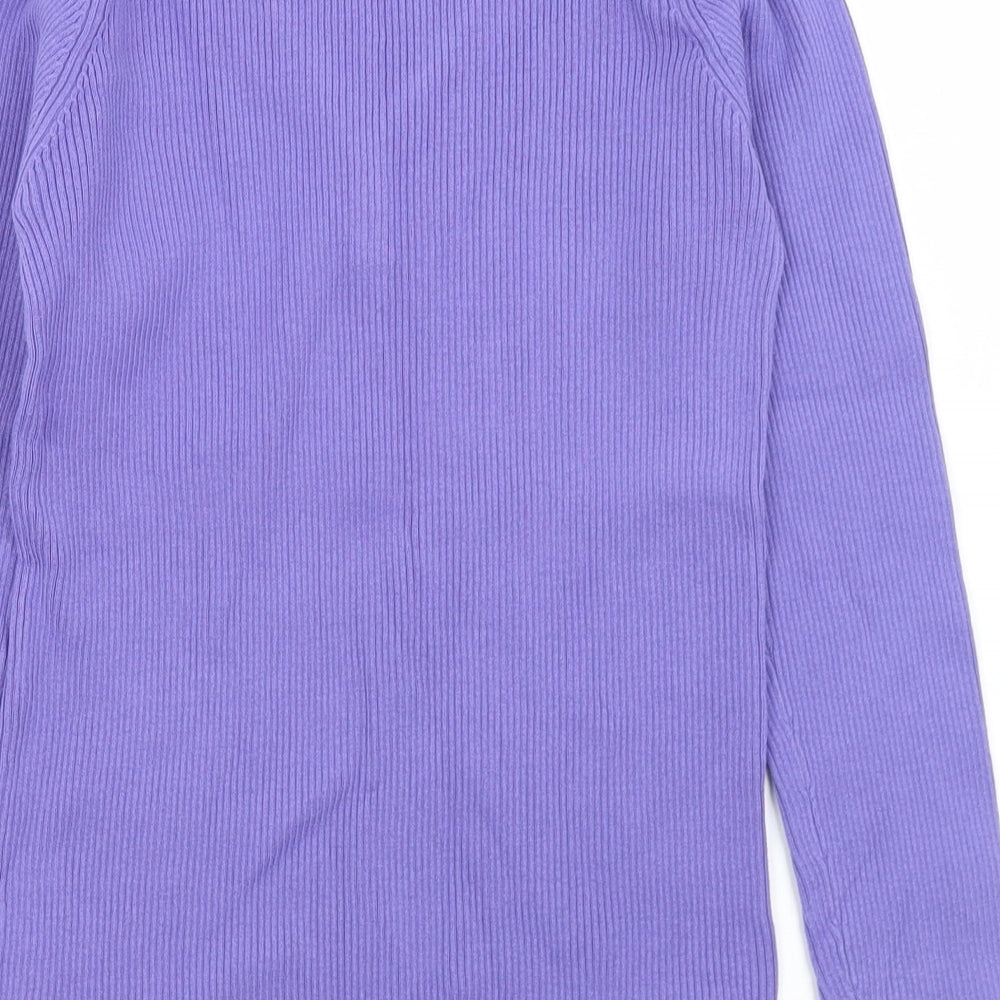 BHS Womens Purple V-Neck Cotton Pullover Jumper Size 14