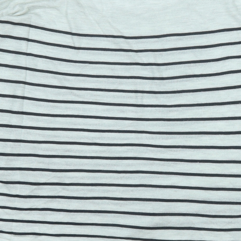 H&M Womens White Round Neck Striped Acrylic Pullover Jumper Size S