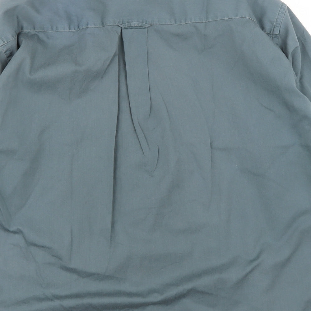 James Cowan Mens Green Cotton Button-Up Size L Collared Button