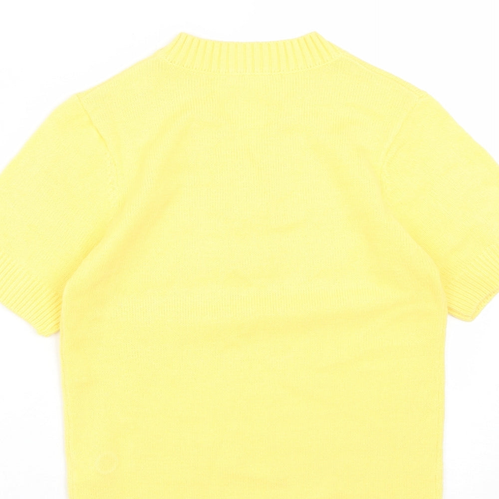 Preworn Womens Yellow V-Neck Acrylic Pullover Jumper Size 8