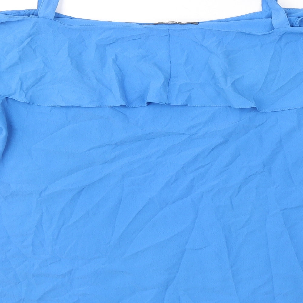 George Womens Blue Polyester Basic Blouse Size 14 Off the Shoulder