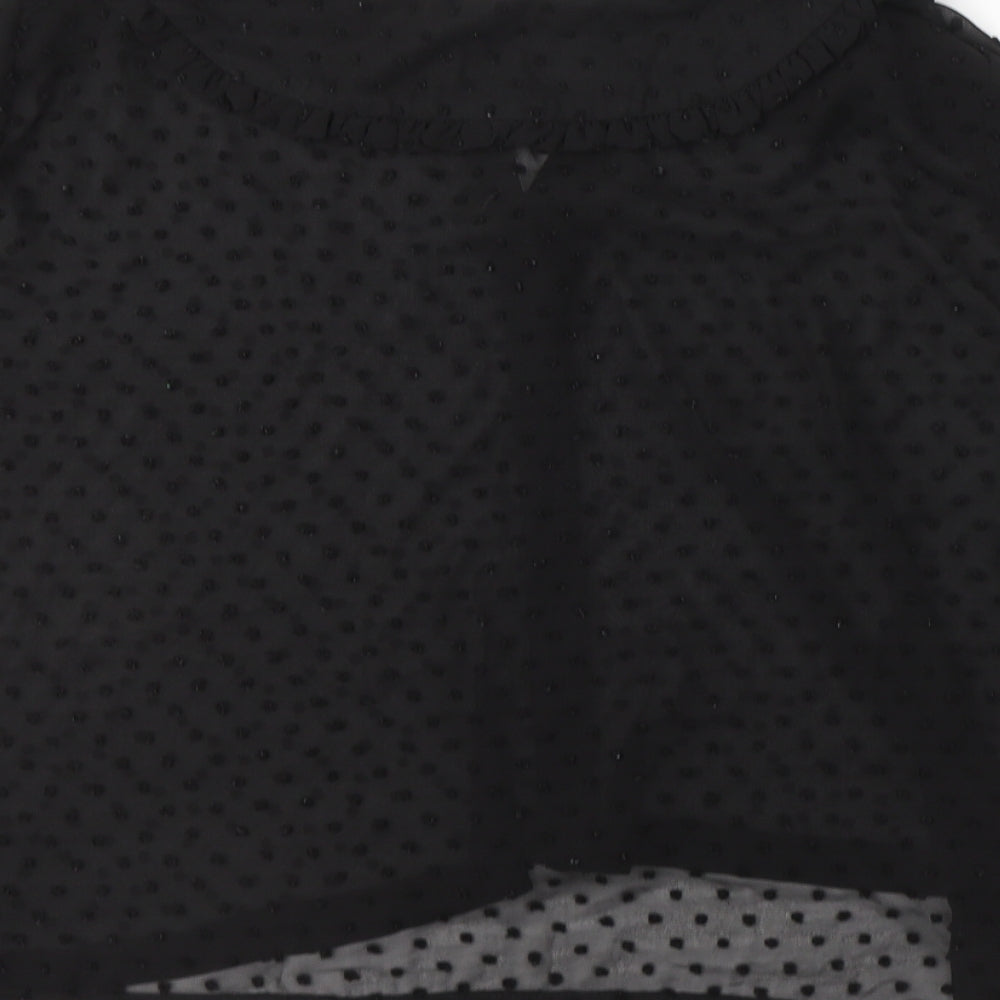 Primark Womens Black Polka Dot Polyester Basic Blouse Size 12 Collared