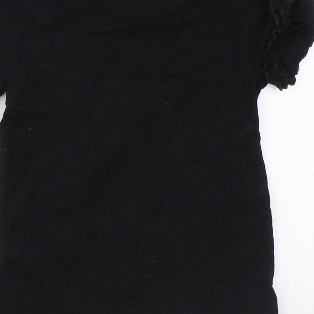 River Island Girls Black 100% Cotton Basic Blouse Size 9-12 Months Crew Neck - Mini Diva