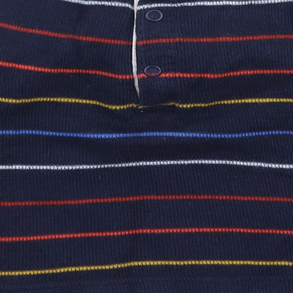 Jasper Conran Boys Blue Striped 100% Cotton Pullover Jumper Size 3-6 Months Snap