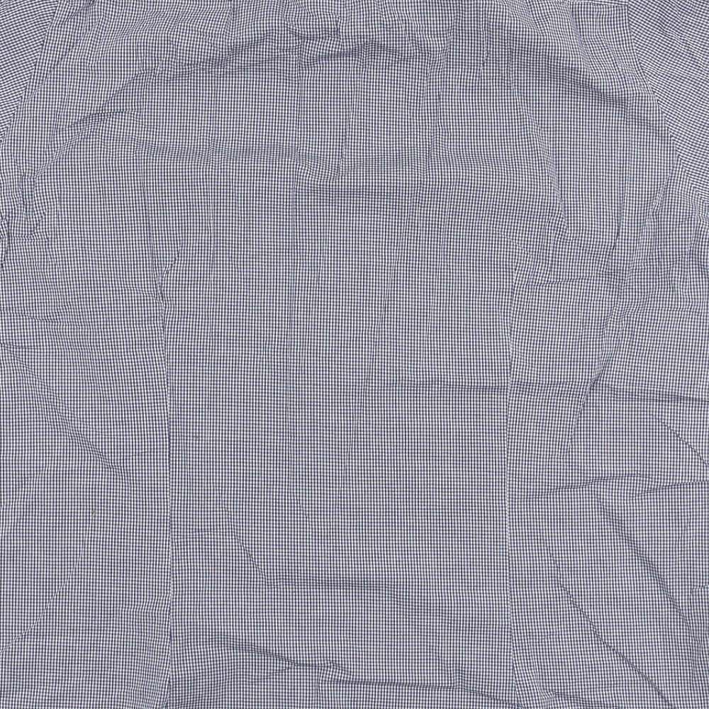 Premiere Mens Blue Check Cotton Button-Up Size XL Collared Button