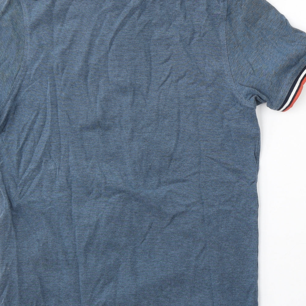 JACK & JONES Mens Blue Cotton Polo Size M Collared Button
