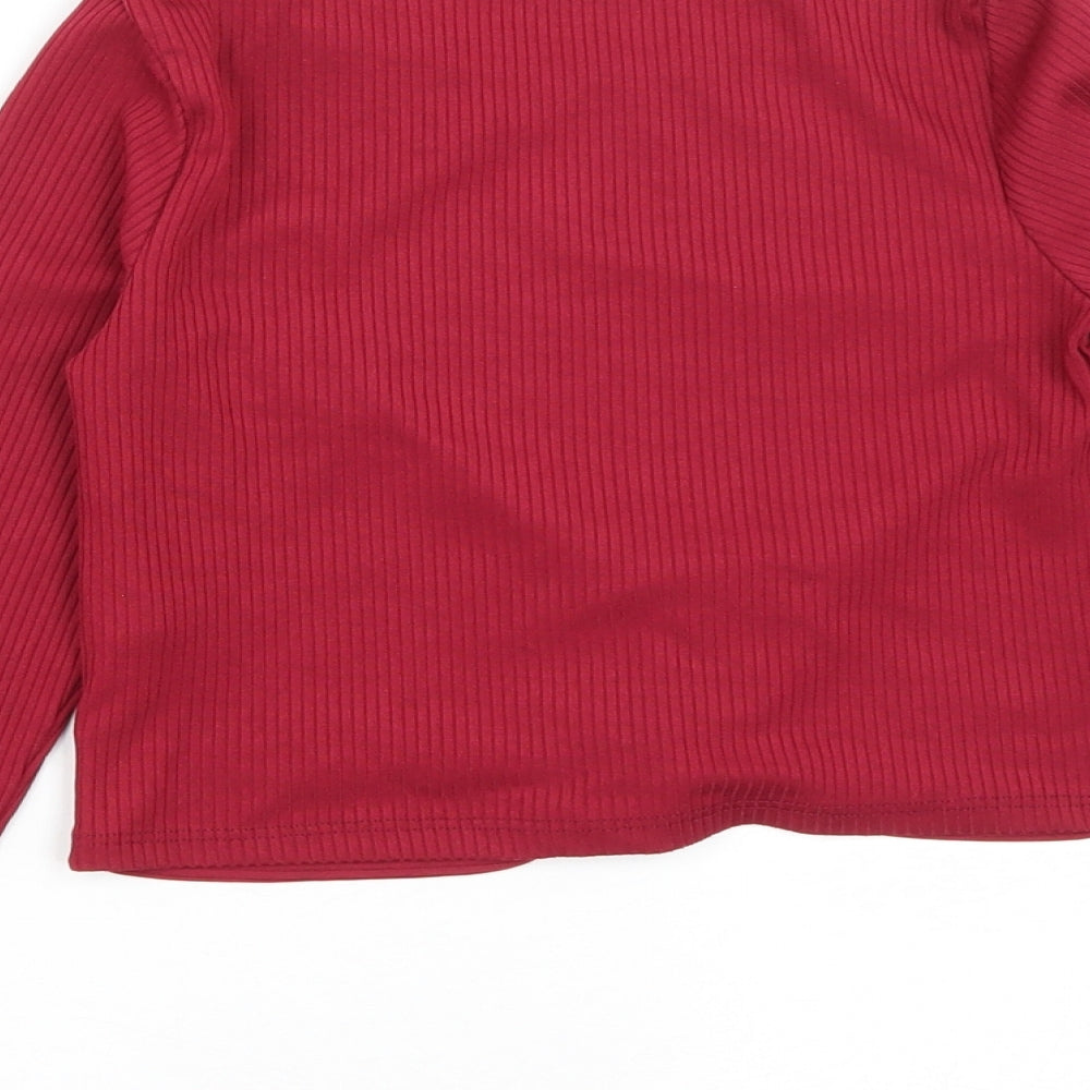 Primark Girls Red Polyester Cropped T-Shirt Size 10-11 Years Round Neck