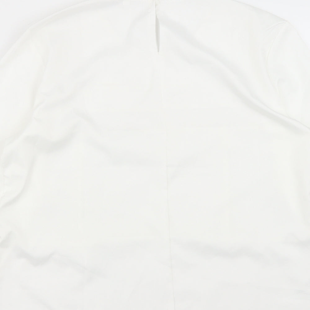 Preworn Womens White Polyester Basic Blouse Size M Roll Neck