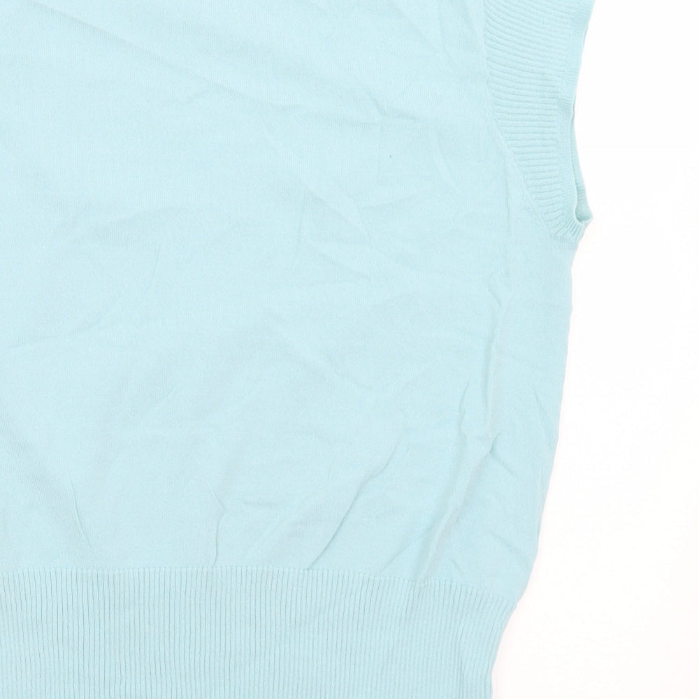 NEXT Womens Blue Mock Neck Viscose Pullover Jumper Size 14