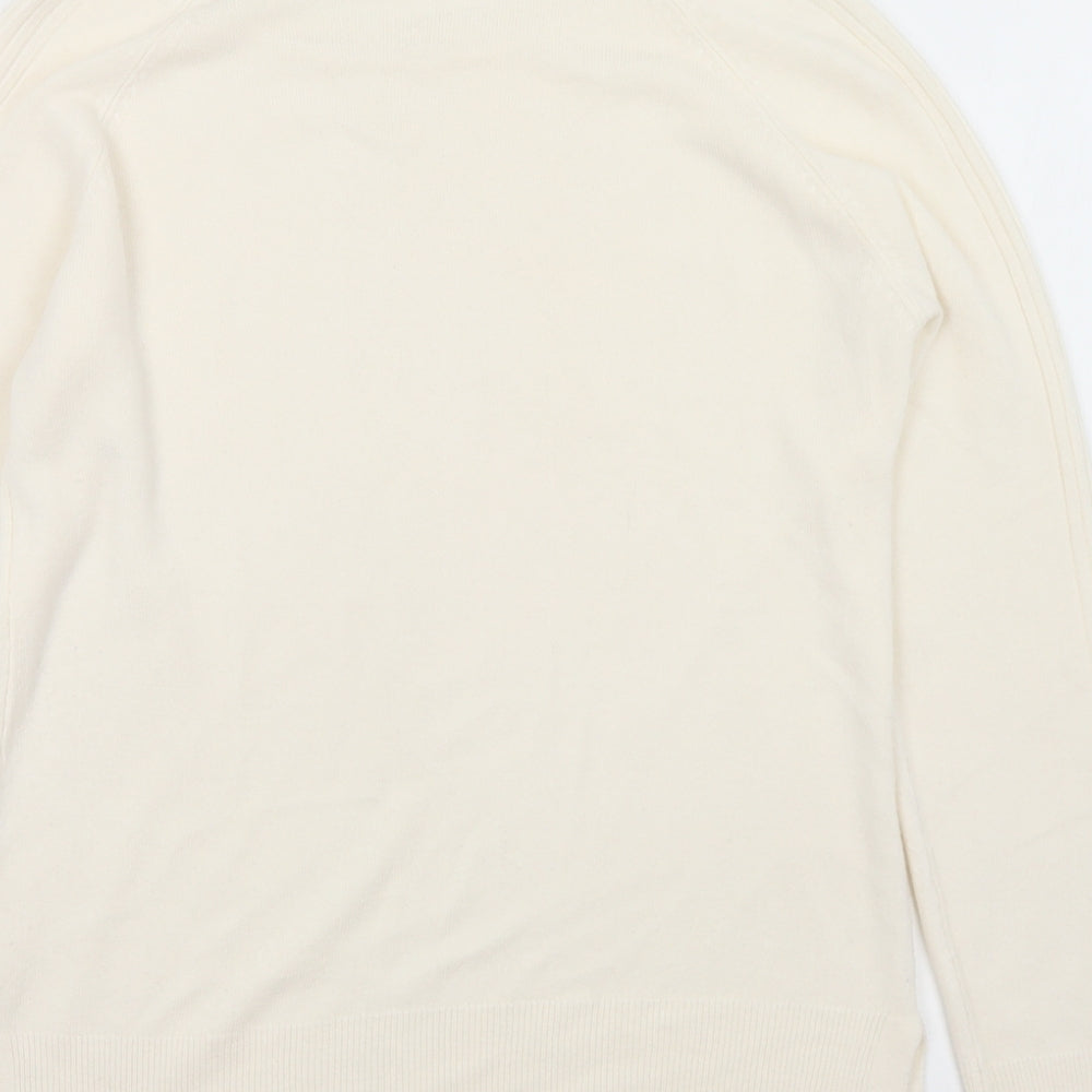 Preworn Womens White Round Neck Acrylic Pullover Jumper Size M