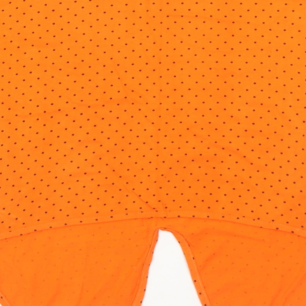 Fiction Womens Orange Polka Dot Cotton Basic T-Shirt Size S Round Neck - S/M