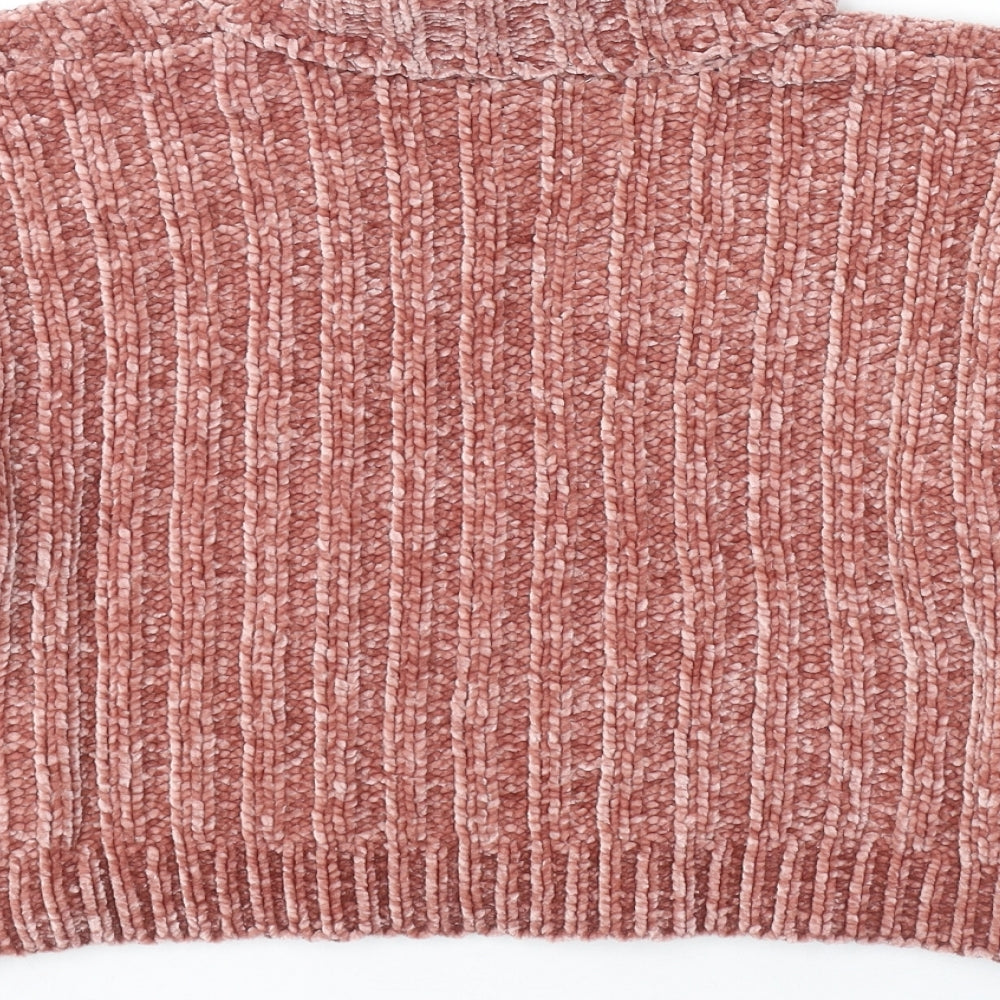 New Look Womens Pink Roll Neck Polyester Pullover Jumper Size M