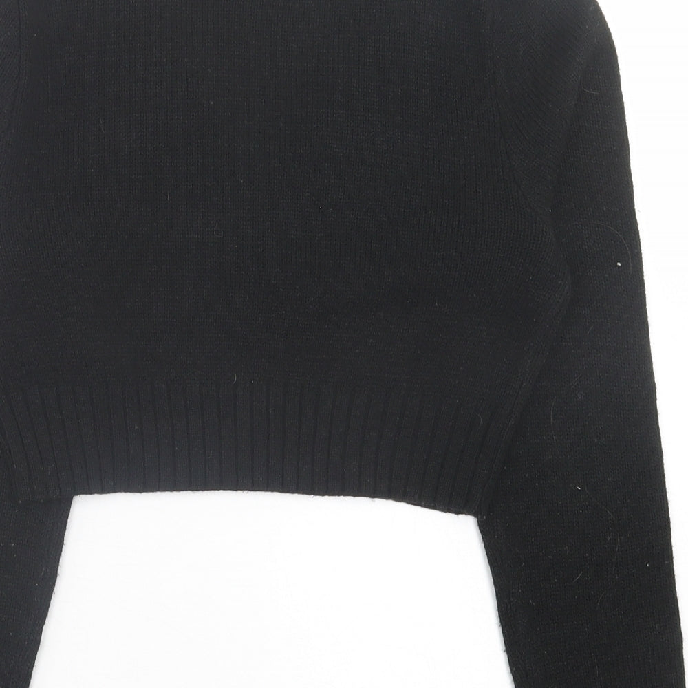 H&M Womens Black V-Neck Acrylic Pullover Jumper Size S - cropped