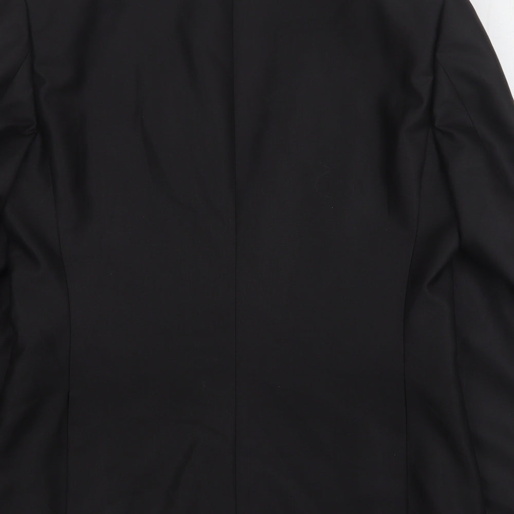 Milan Collection Mens Black Polyester Jacket Suit Jacket Size 38