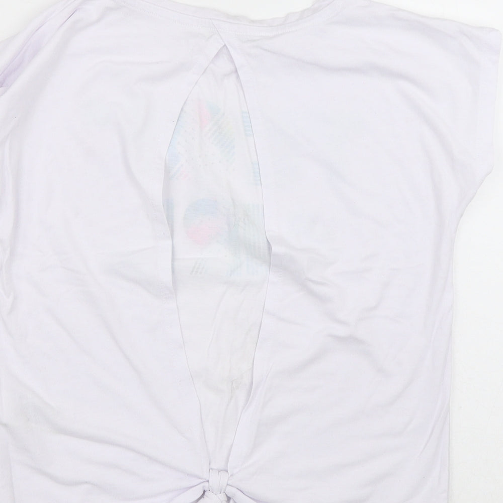 Marks and Spencer Girls White Viscose Wrap T-Shirt Size 9-10 Years Round Neck - Tie Back