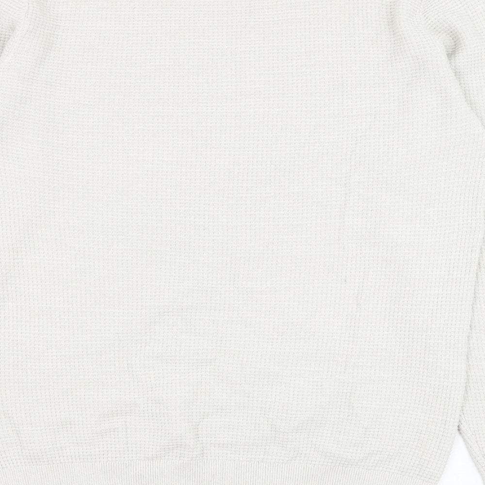 George Mens Ivory Round Neck Cotton Pullover Jumper Size L