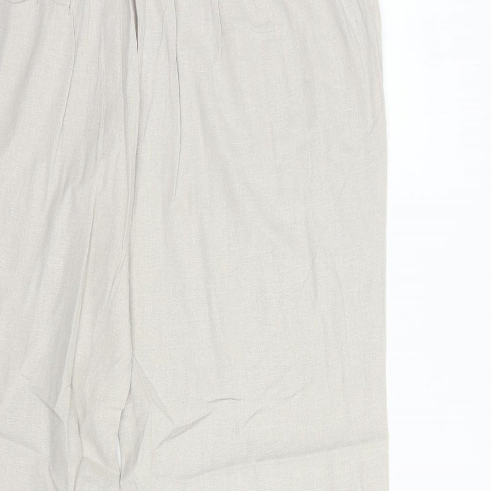 Dixie Womens Beige Linen Trousers Size 16 L29 in Regular Drawstring