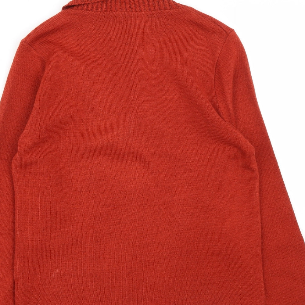 Me Womens Brown V-Neck Acrylic Pullover Jumper Size S - Size S-M