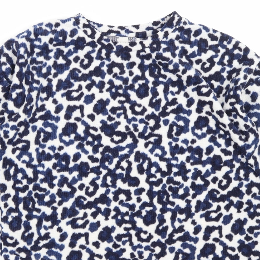 Matalan Girls Blue Geometric Polyester Cropped Casual Size 10 Years Round Neck