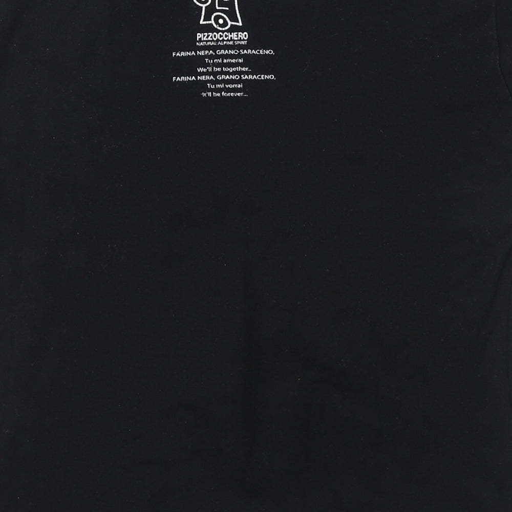 Pizzocchero Womens Black 100% Cotton Basic T-Shirt Size L Round Neck