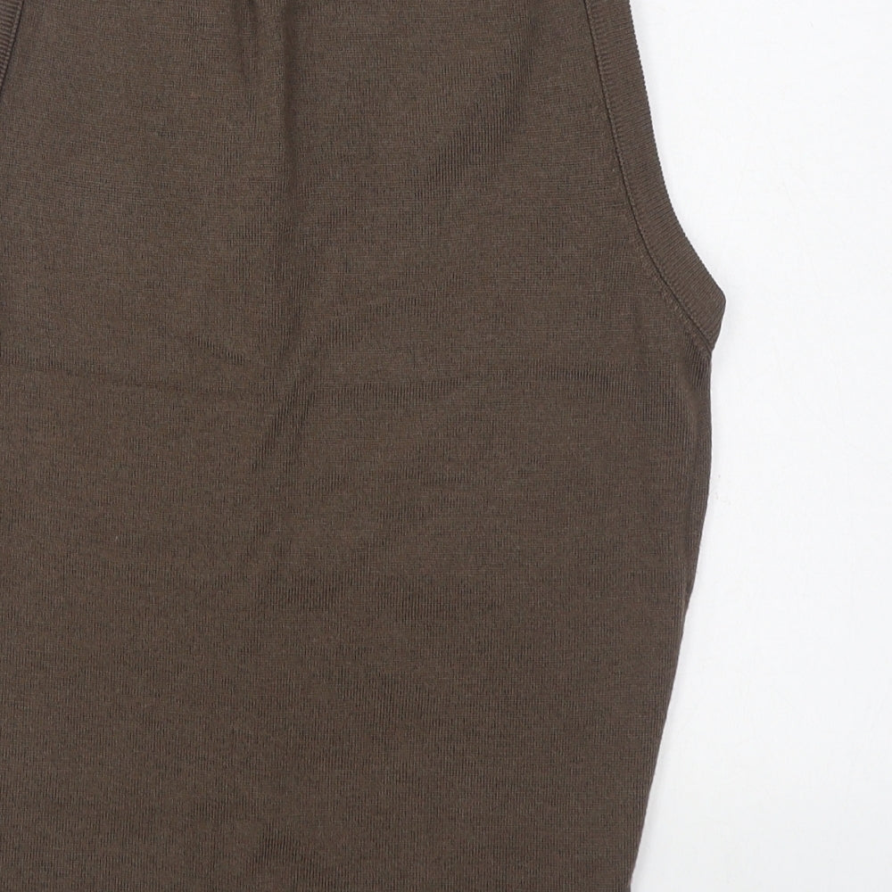 St Michael Mens Brown V-Neck Wool Vest Jumper Size S
