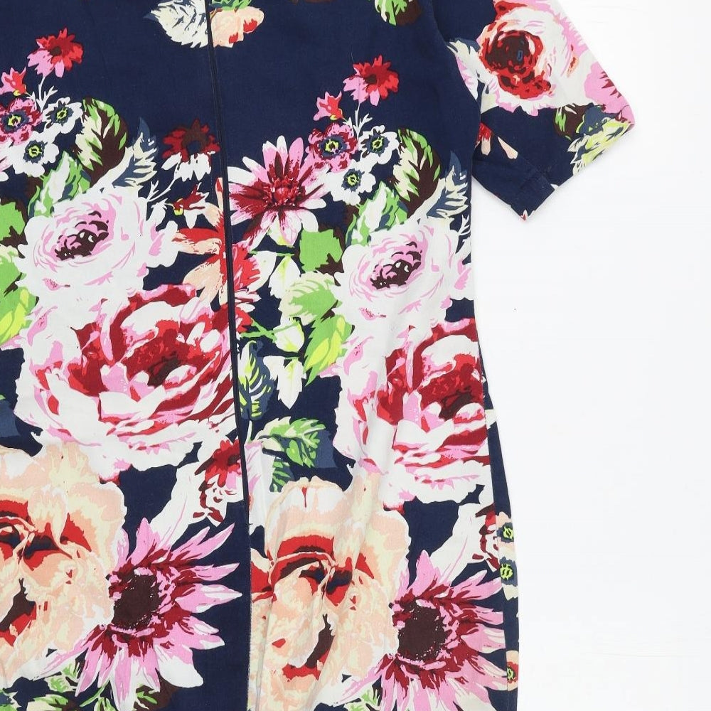 AX Paris Womens Multicoloured Floral Cotton Bodycon Size 12 Round Neck