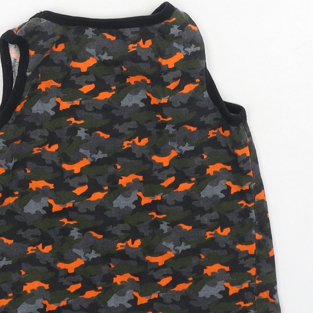 Primark Boys Multicoloured Animal Print Cotton Basic Tank Size 5-6 Years Round Neck