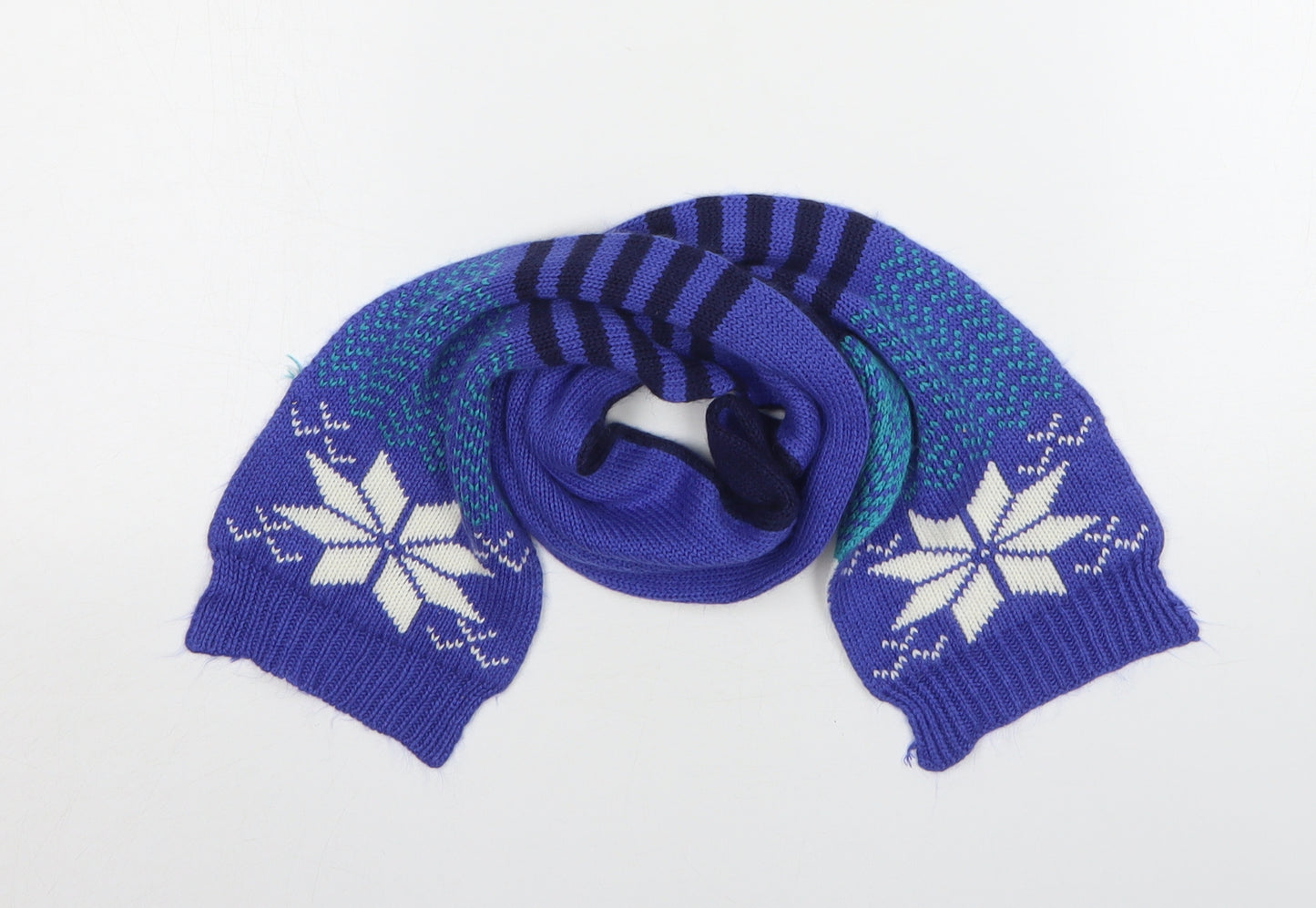 George Boys Blue Fair Isle Acrylic Scarf Size Regular