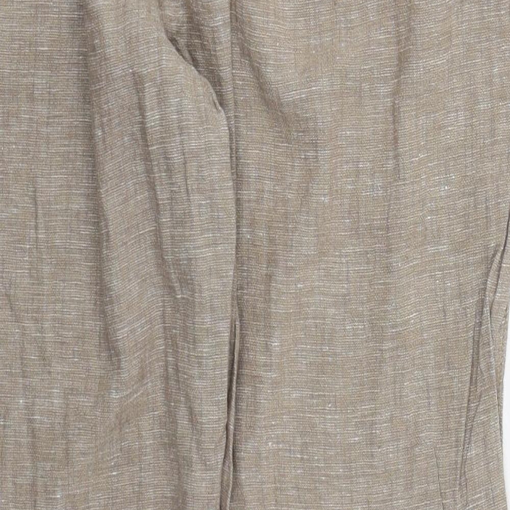 Nutmeg Womens Beige Linen Trousers Size 16 L28 in Regular Drawstring
