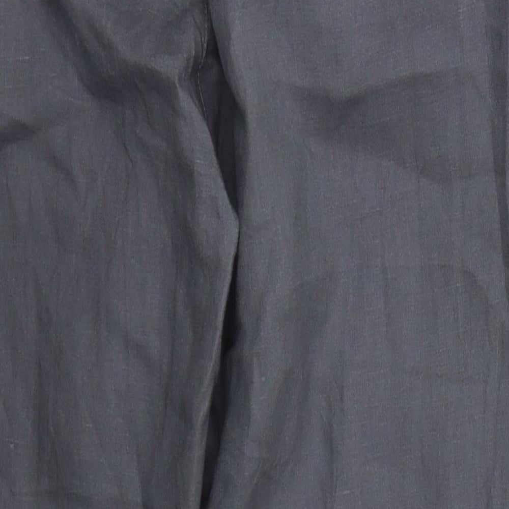 Noa Noa Womens Grey Linen Trousers Size M L32 in Regular Button