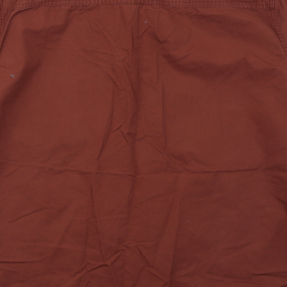 Marks and Spencer Mens Red Cotton Button-Up Size L Collared Button - Rust Coloured