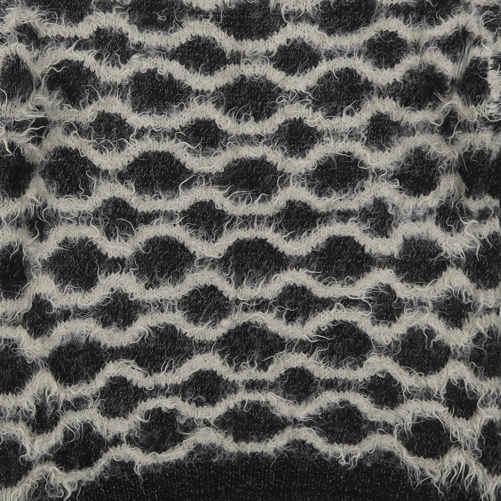 Marks and Spencer Womens Black Crew Neck Geometric Nylon Pullover Jumper Size 12