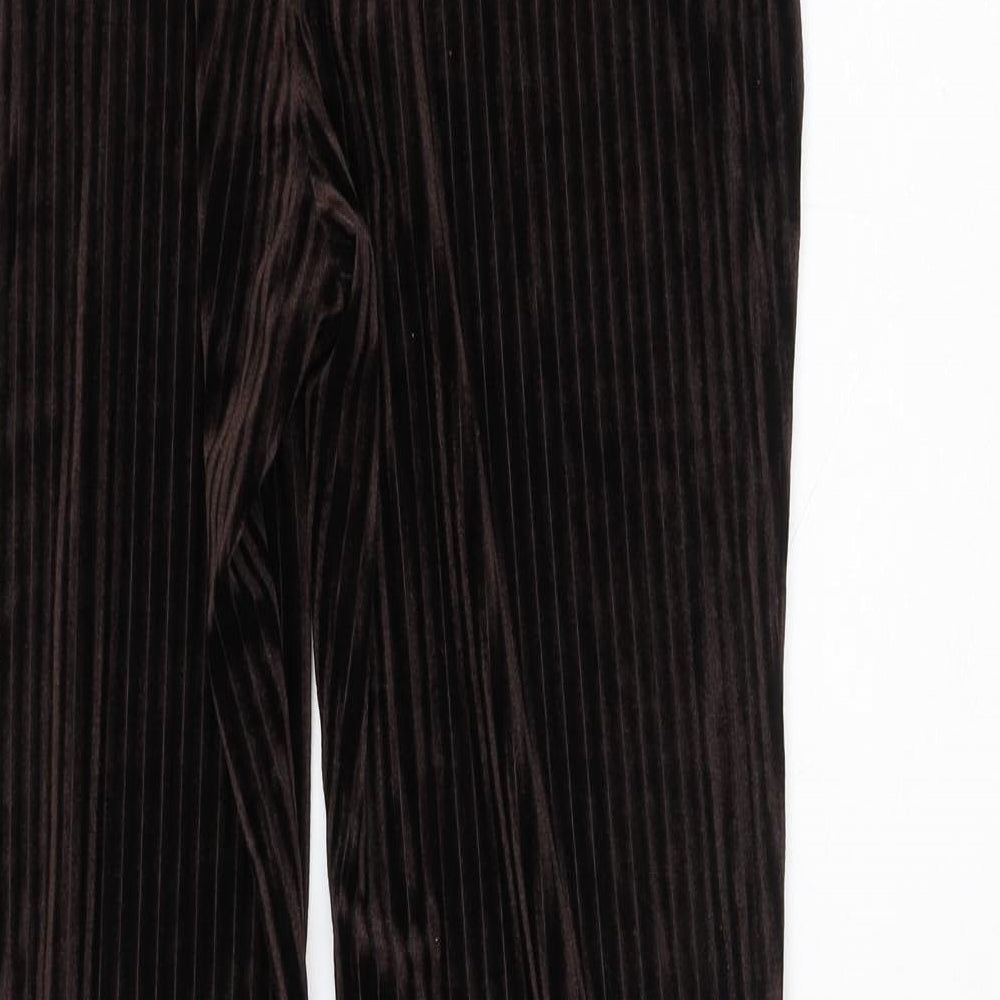 SheIn Womens Brown Striped Polyester Trousers Size 8 L30 in Regular - Flare