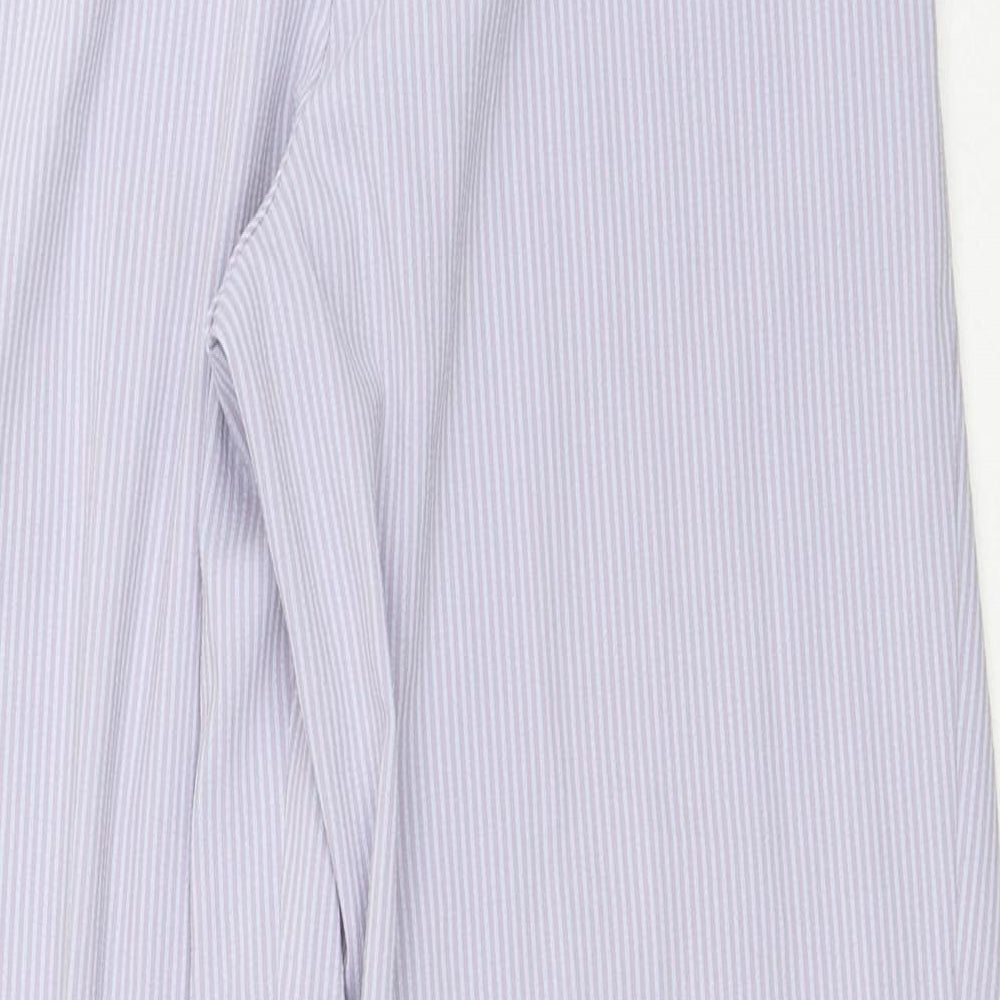 Marks and Spencer Womens Purple Striped Polyester Trousers Size 12 L26 in Regular