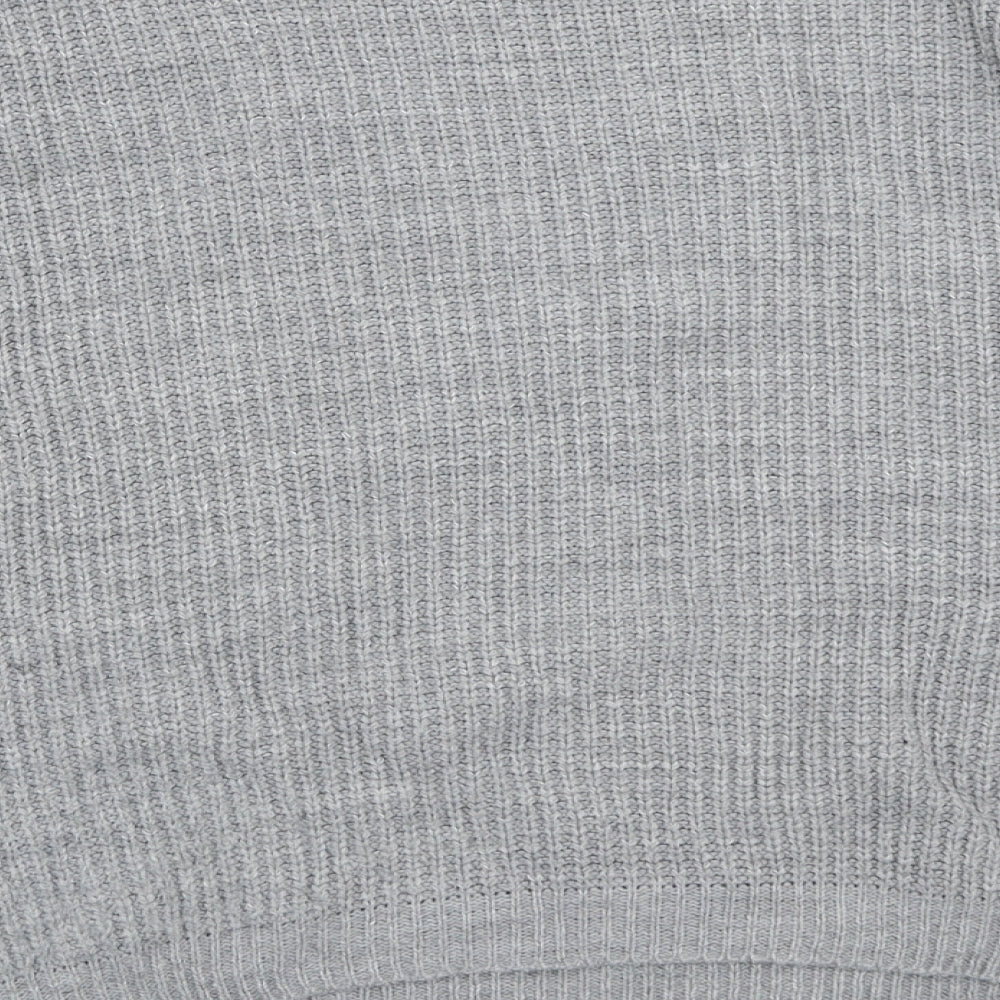 I SAW IT FIRST Mens Grey Round Neck Acrylic Pullover Jumper Size S