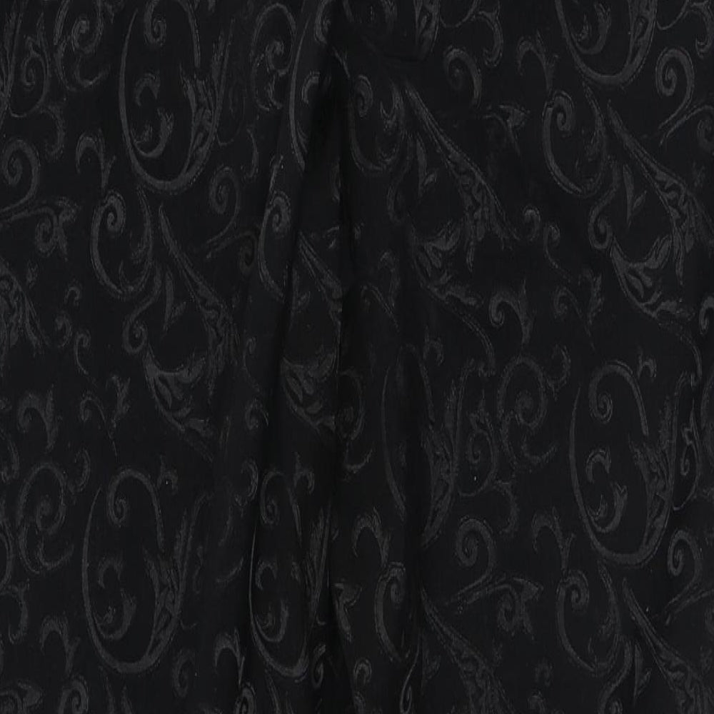 NEXT Womens Black Geometric Polyester Trousers Size 14 L28 in Regular