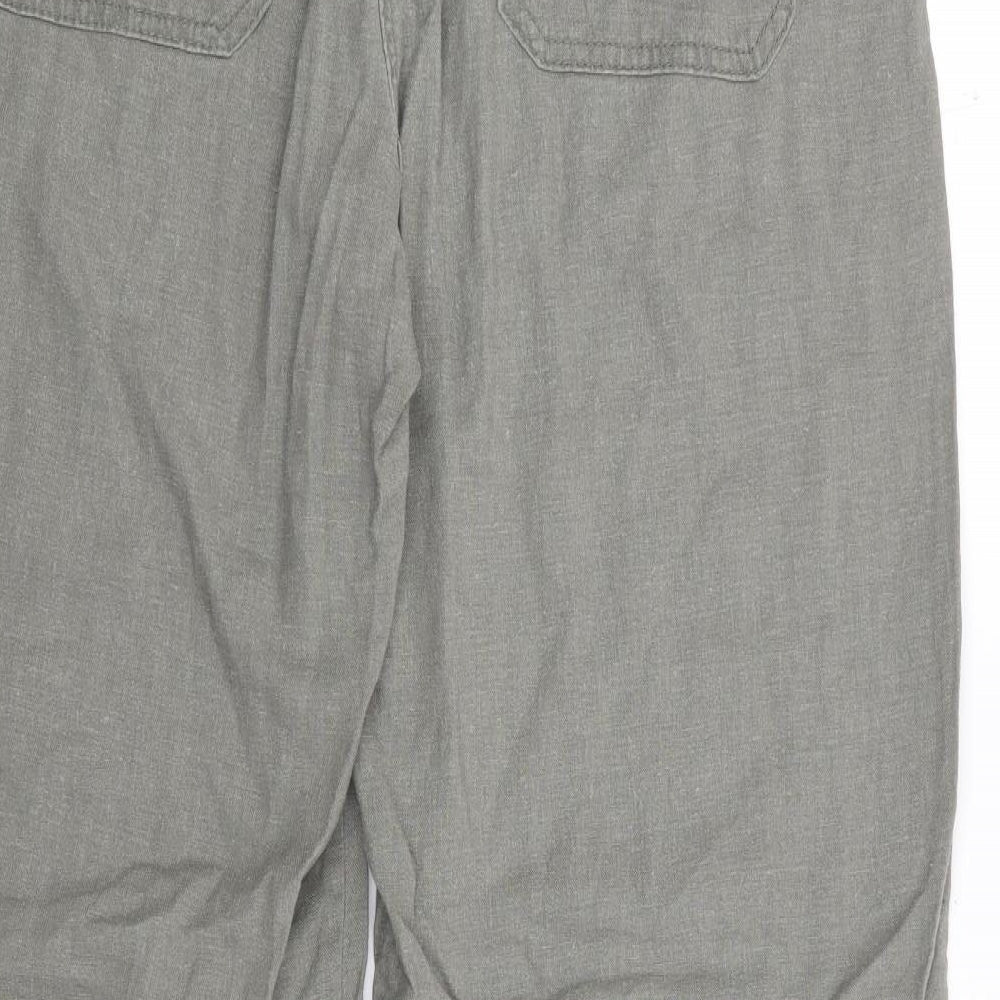 Peacocks Womens Green Linen Trousers Size 12 L30 in Regular Drawstring