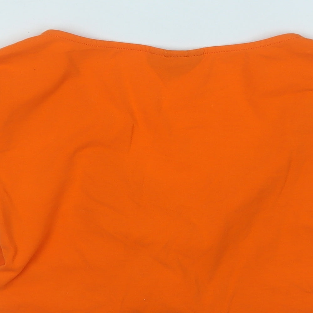 Topshop Womens Orange Cotton Basic T-Shirt Size 8 V-Neck