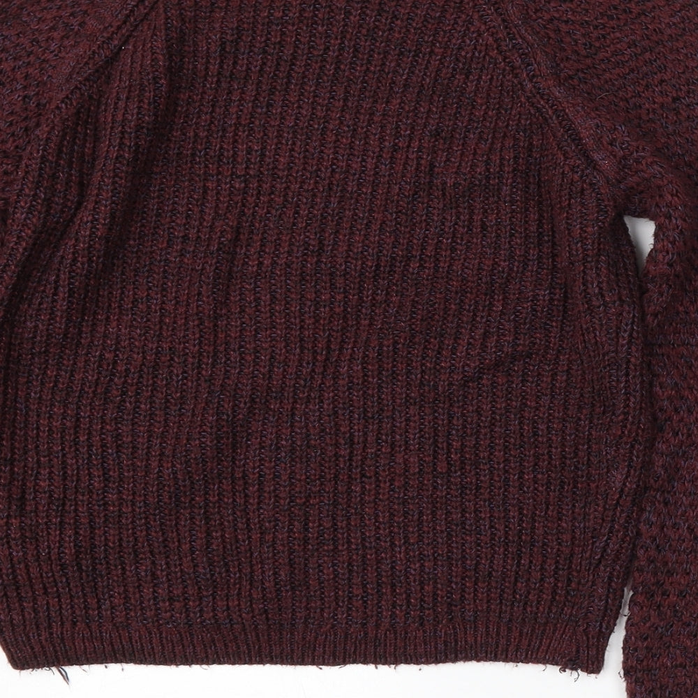 New Look Womens Red Round Neck Acrylic Pullover Jumper Size 8