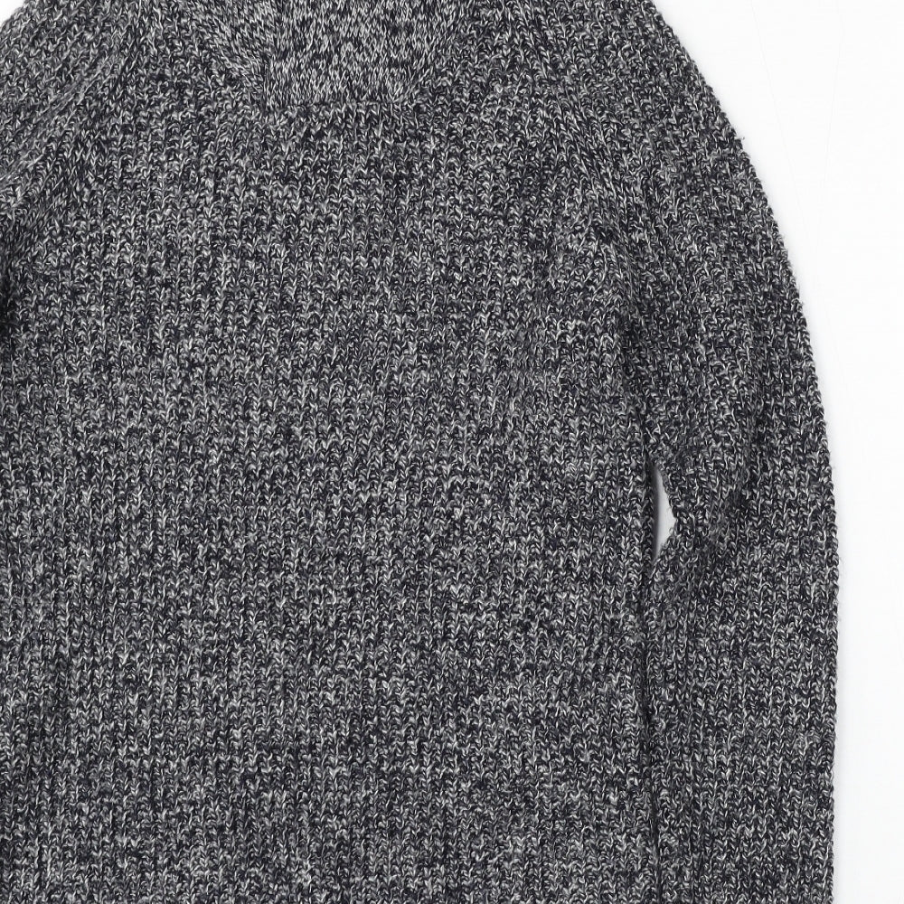 H&M Mens Grey Mock Neck Acrylic Pullover Jumper Size M