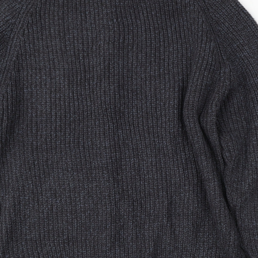 Jackdaw Womens Grey Mock Neck Acrylic Cardigan Jumper Size XL