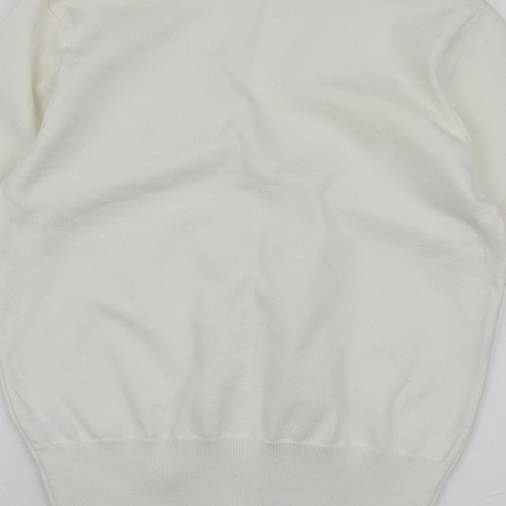 Luc-ce Womens White V-Neck Viscose Cardigan Jumper Size M