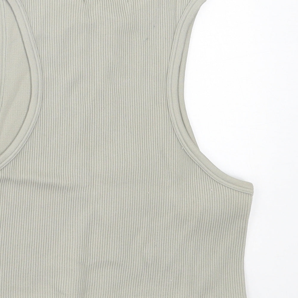 Dunnes Stores Womens Green Nylon Cropped Tank Size M Crew Neck