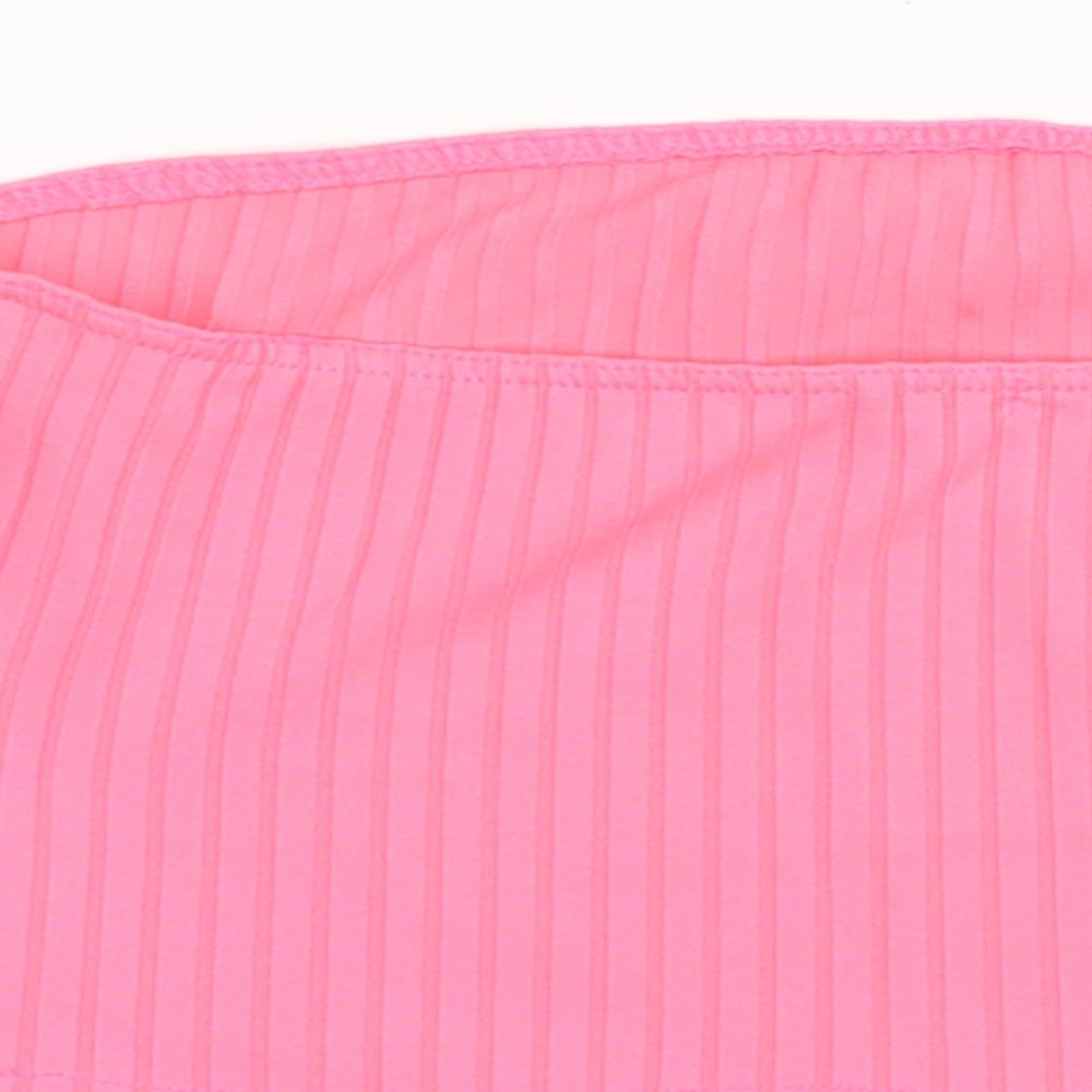Boohoo Womens Pink Polyester Cropped Tank Size 10 Off the Shoulder - Boob Tube